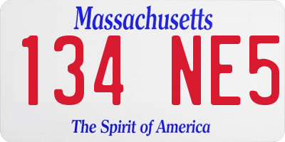 MA license plate 134NE5
