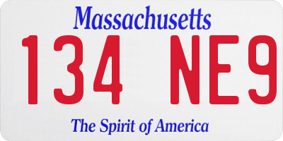 MA license plate 134NE9