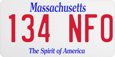 MA license plate 134NF0