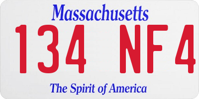 MA license plate 134NF4