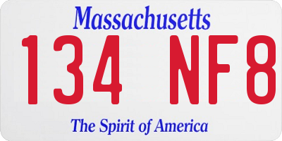 MA license plate 134NF8