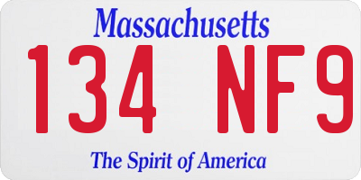 MA license plate 134NF9