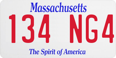 MA license plate 134NG4