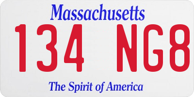 MA license plate 134NG8