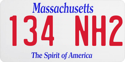 MA license plate 134NH2