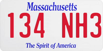 MA license plate 134NH3