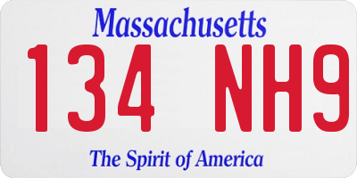 MA license plate 134NH9