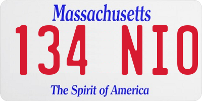MA license plate 134NI0