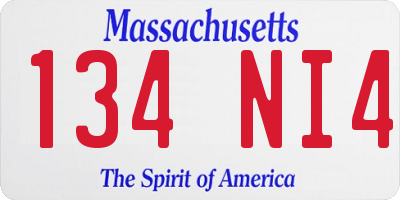MA license plate 134NI4