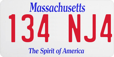 MA license plate 134NJ4