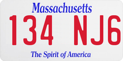 MA license plate 134NJ6