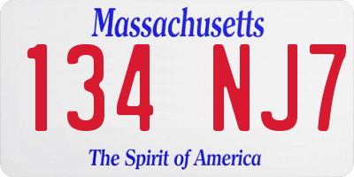 MA license plate 134NJ7