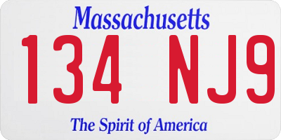 MA license plate 134NJ9
