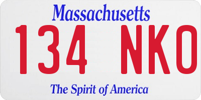 MA license plate 134NK0