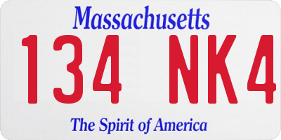 MA license plate 134NK4