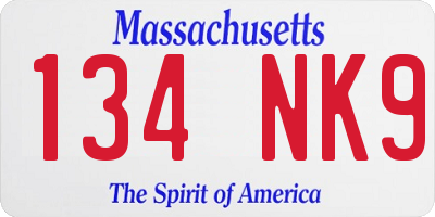 MA license plate 134NK9