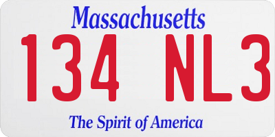 MA license plate 134NL3