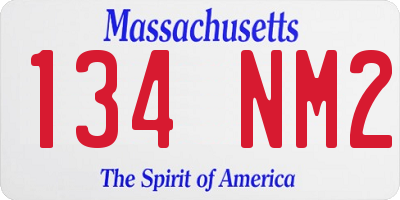 MA license plate 134NM2