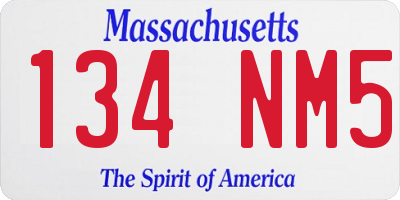 MA license plate 134NM5