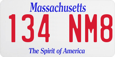 MA license plate 134NM8