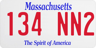 MA license plate 134NN2