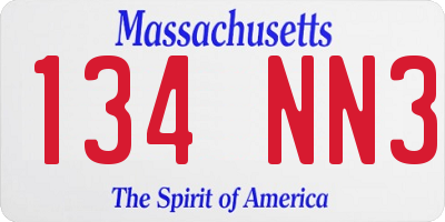 MA license plate 134NN3