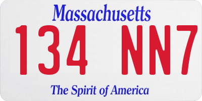 MA license plate 134NN7