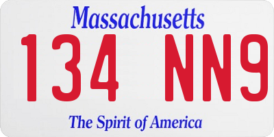 MA license plate 134NN9