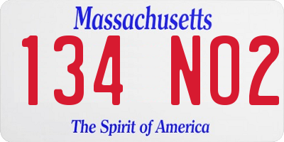 MA license plate 134NO2