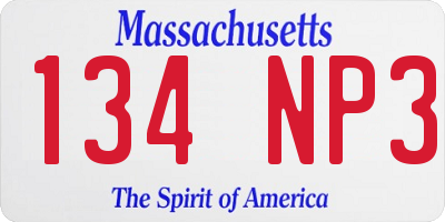 MA license plate 134NP3