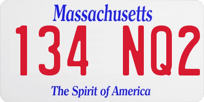 MA license plate 134NQ2