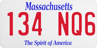 MA license plate 134NQ6