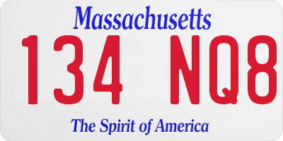 MA license plate 134NQ8