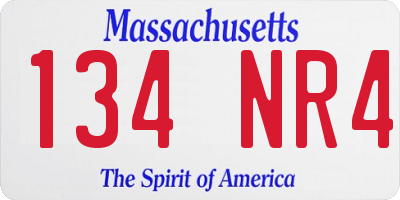 MA license plate 134NR4