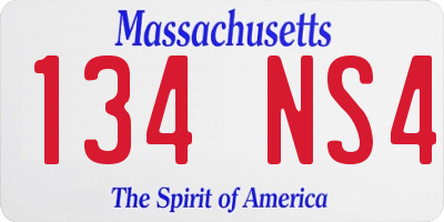 MA license plate 134NS4