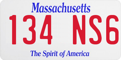 MA license plate 134NS6