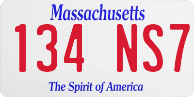 MA license plate 134NS7