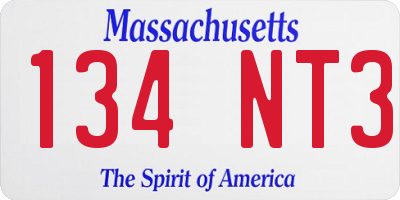 MA license plate 134NT3