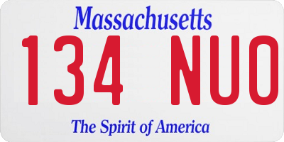 MA license plate 134NU0