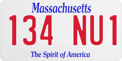 MA license plate 134NU1