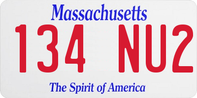 MA license plate 134NU2