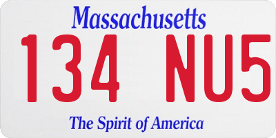 MA license plate 134NU5