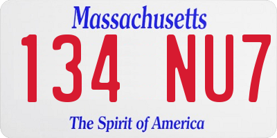 MA license plate 134NU7