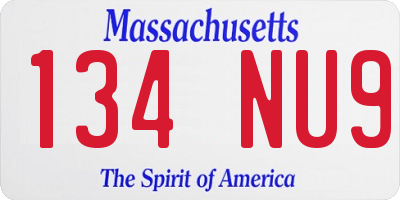 MA license plate 134NU9