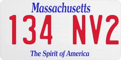 MA license plate 134NV2