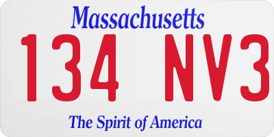 MA license plate 134NV3