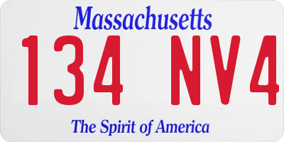 MA license plate 134NV4