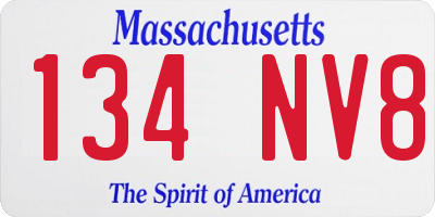 MA license plate 134NV8