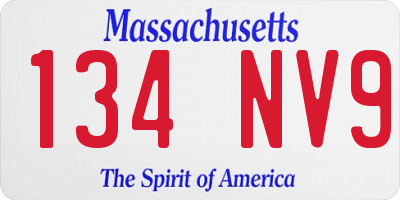 MA license plate 134NV9
