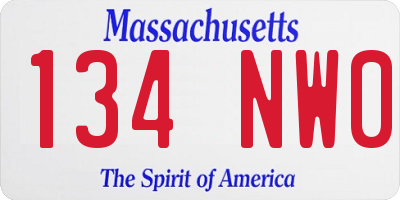 MA license plate 134NW0